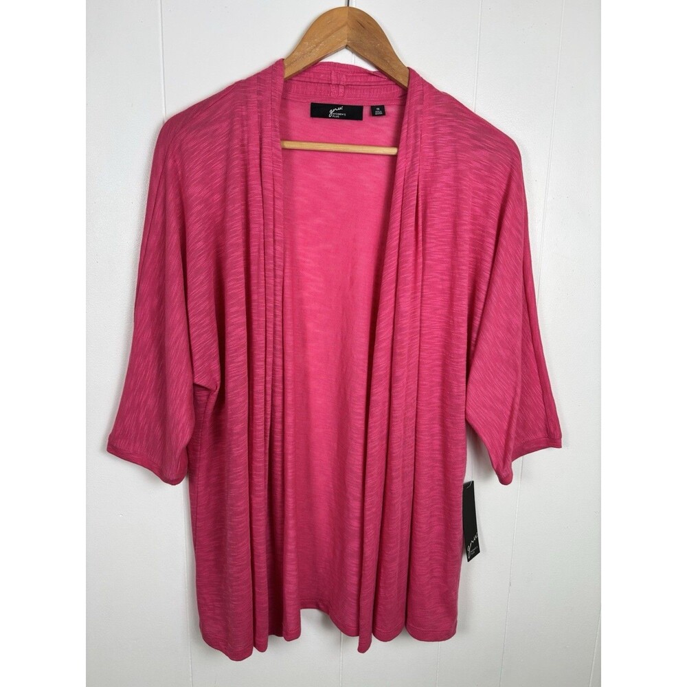 Great Northwest gnw‎ Women's 1X Pink 3/4 Sleeve Lightweight Open Cardigan NEW